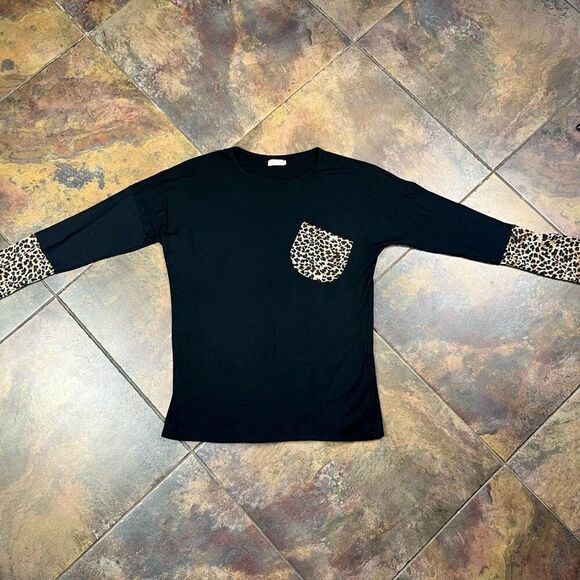Pogtmm Women’s Long Sleeve Leopard Animal Print Tee Shirt Large - Picture 4 of 9
